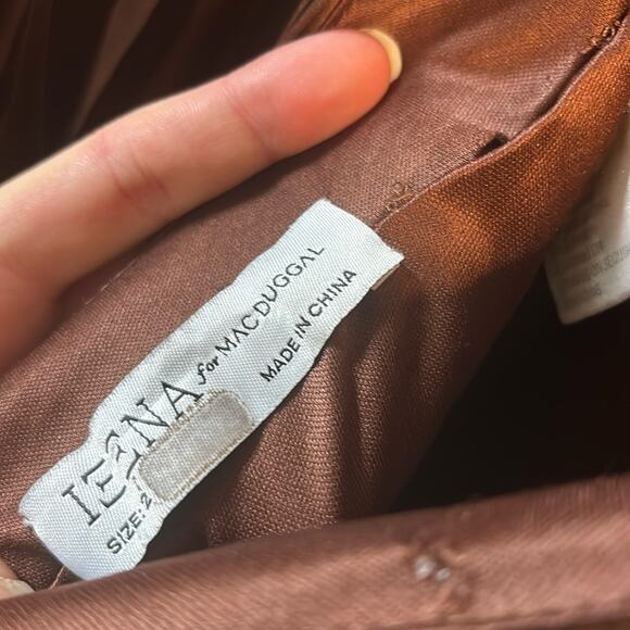 RTR Ieena Mac Duggal Sz 2 Long Sleeve Formal Gown Floor Length Chocolate Brown - Picture 6 of 12